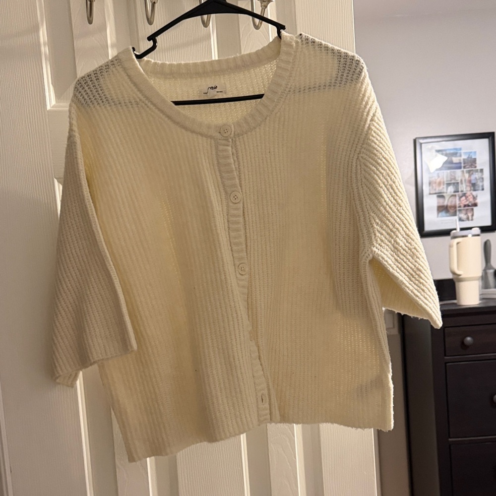 Aerie Cream Button-Up Cardigan